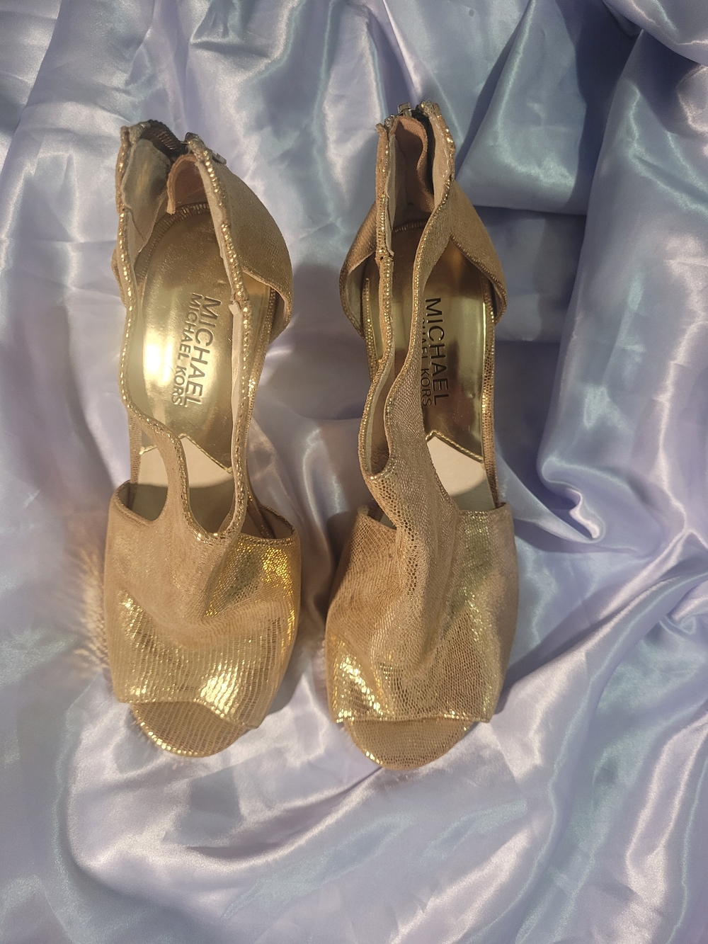 Michael Kors Metallic Gold Open-Toe High Heels